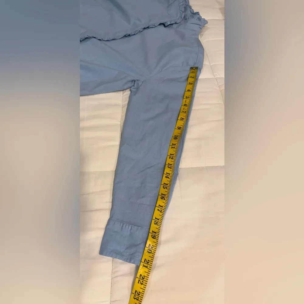 Crown & Ivy Blue Casual Button Down Ruffled Shirt Classic Collar - Image 6