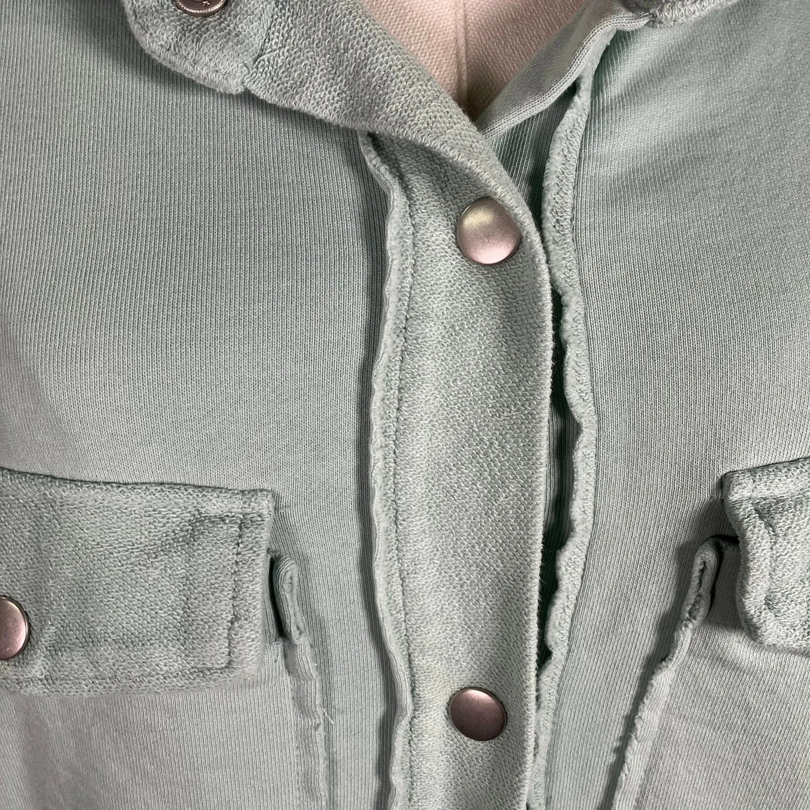 Avec Les Filles Mint Green‎ Jacket Size S Cotton Utility Pocket Button Relaxed - Image 2