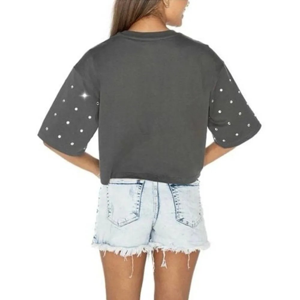 Gameday Couture Women's Blue Kentucky Wildcats Go Time Rhinestone Crop Tshirt XS Gray - Image 5