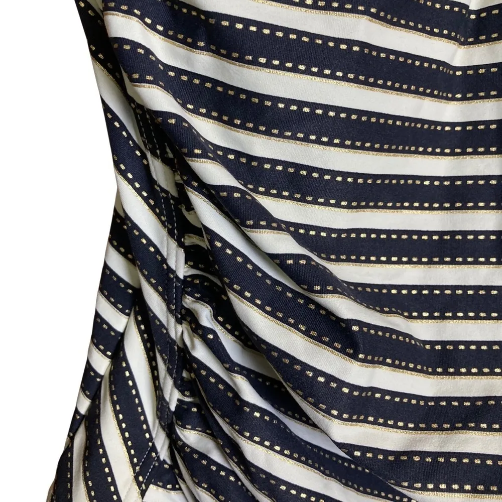 NipTuck Swim Women's Swimsuit Sz 10 One Piece Navy Striped‎ Adjustable Straps Blue - Image 4