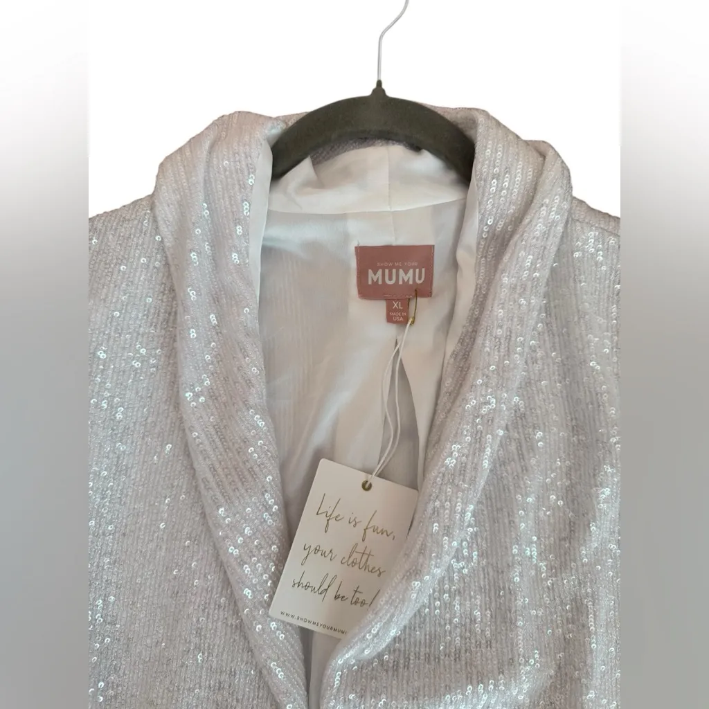 Show Me Your Mumu  Dance Blazer in White Sequin - Image 5