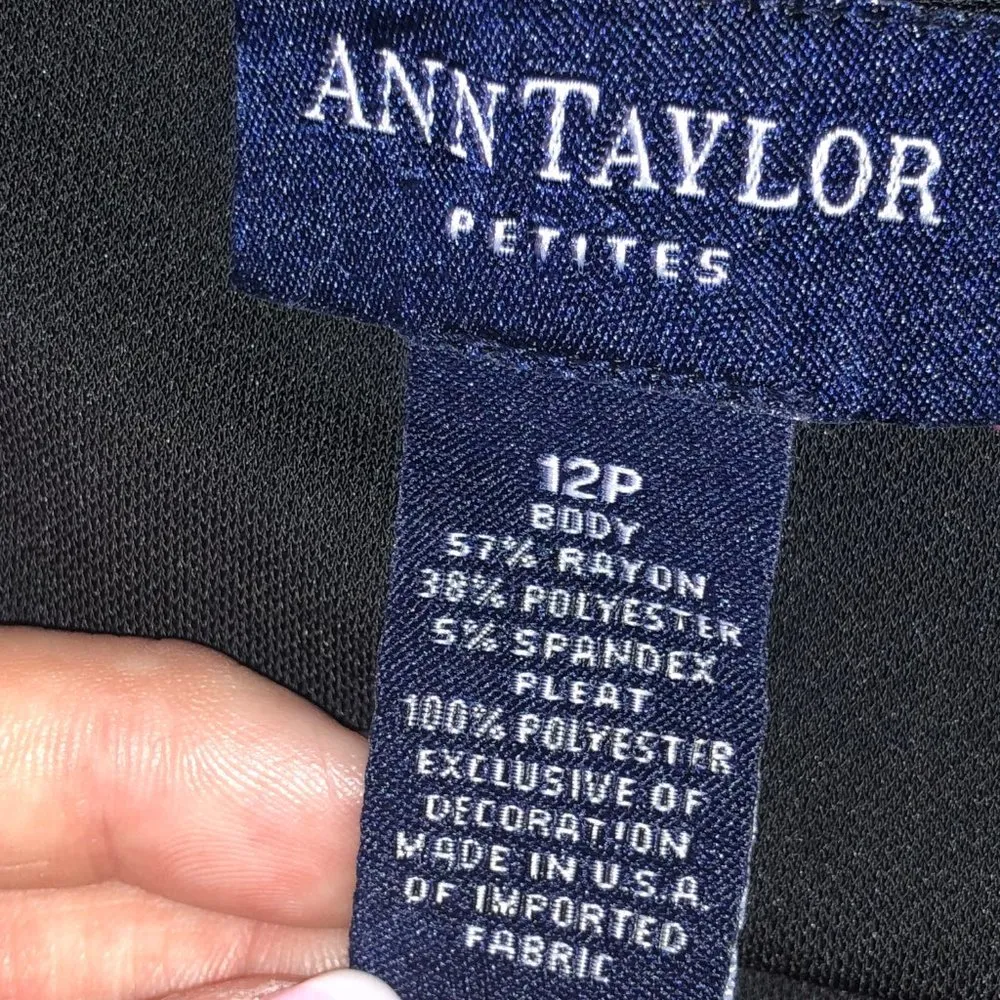 Ann Taylor Petites Black and White Embroidered Pleated Skirt - Image 3