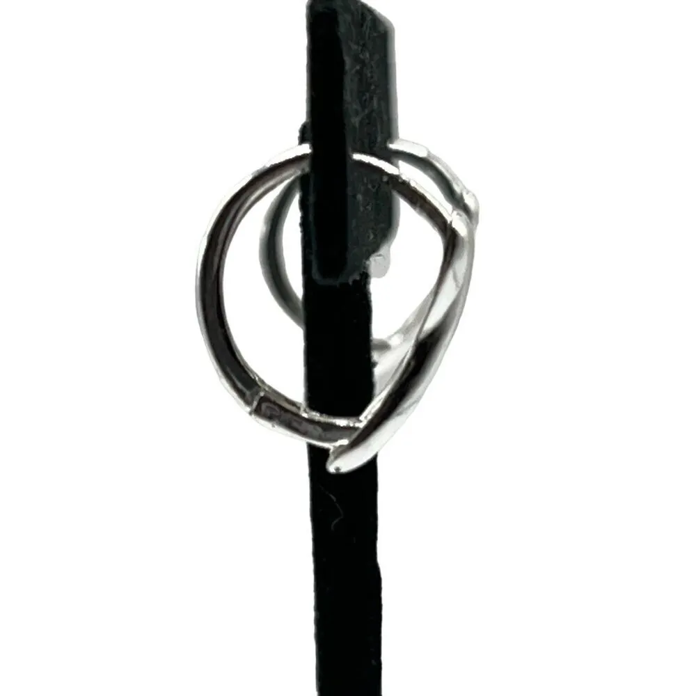 925‎ FAS Thai Sterling Silver Crossover Ribbon Hoop Earrings Simple Everyday - Image 2