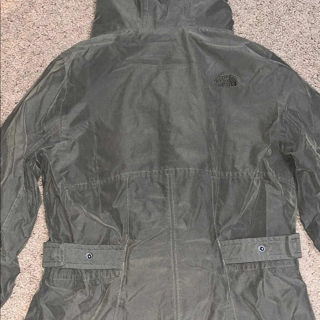 The North Face Camo Lined Laney Trench II Hooded Coat Jacket Olive Army Green M - Image 7