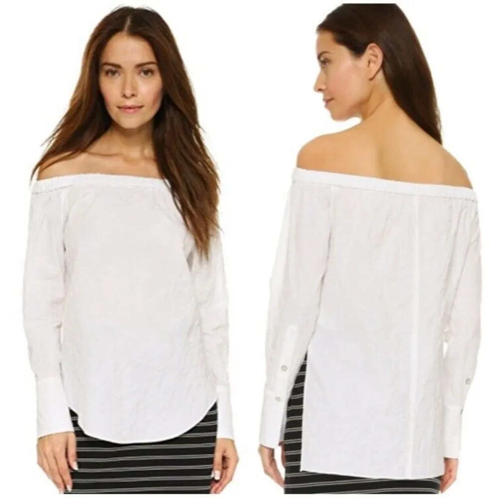 Rag & Bone Greta off shoulder Blouse Long Sleeve Top in White Women’s Size S - Image 2