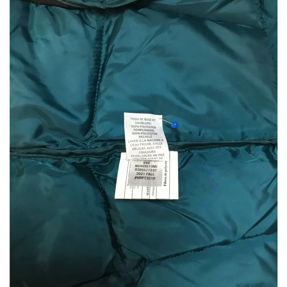 New Nordstrom Puffer Vest Womens XXS Stand Collar Quilted Zip Up Teal Ocean - Image 4
