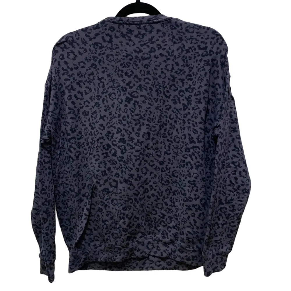 Athleta Pure Luxe Leapard Print Gray Black Crewneck relaxed LS sweater top - Image 3