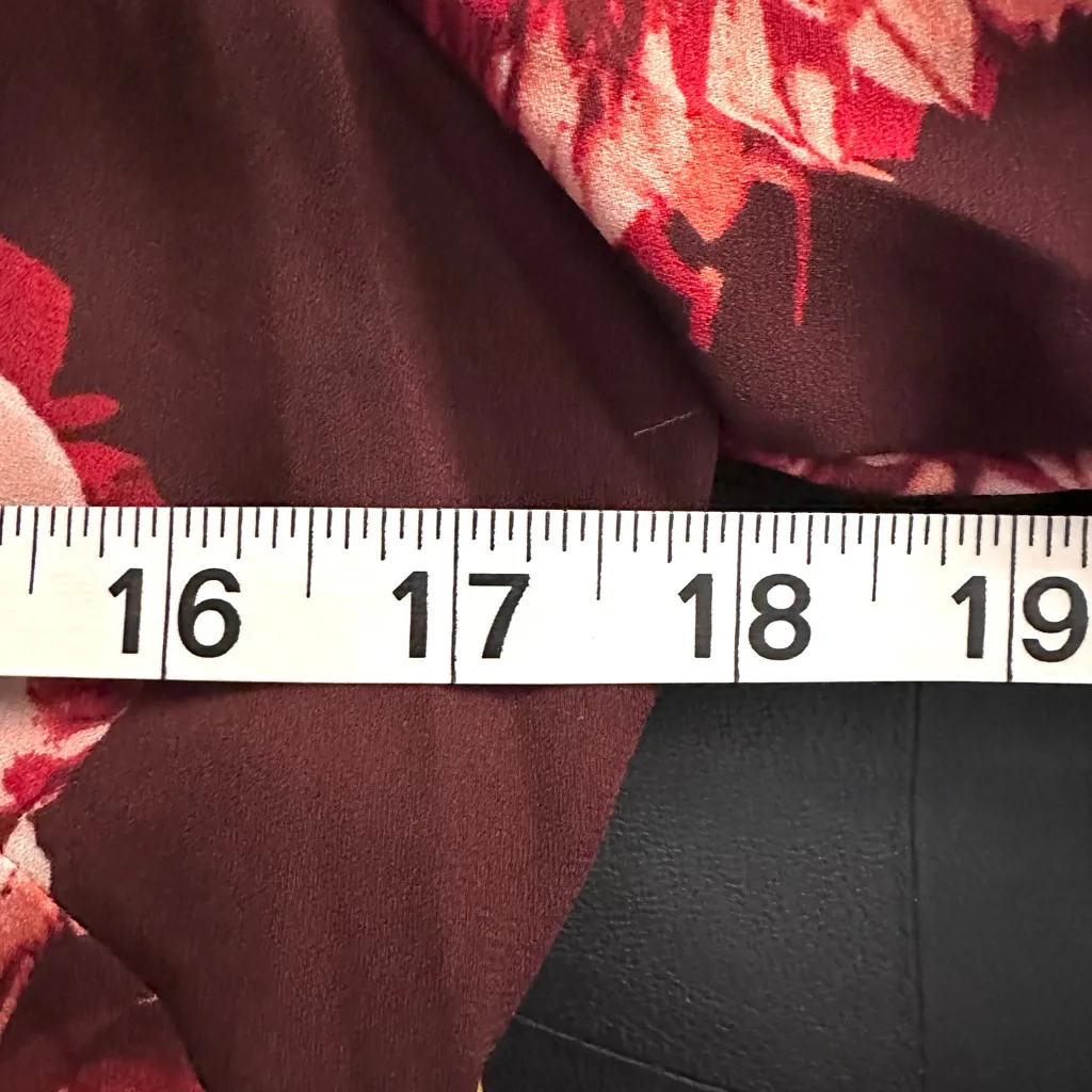 NWT White House Black Market Burgundy Floral Long Sleeve Dress - Image 10