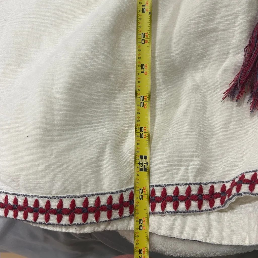 Zara Peasant Floral Embroidered Blouse in White - Size Large - Image 7