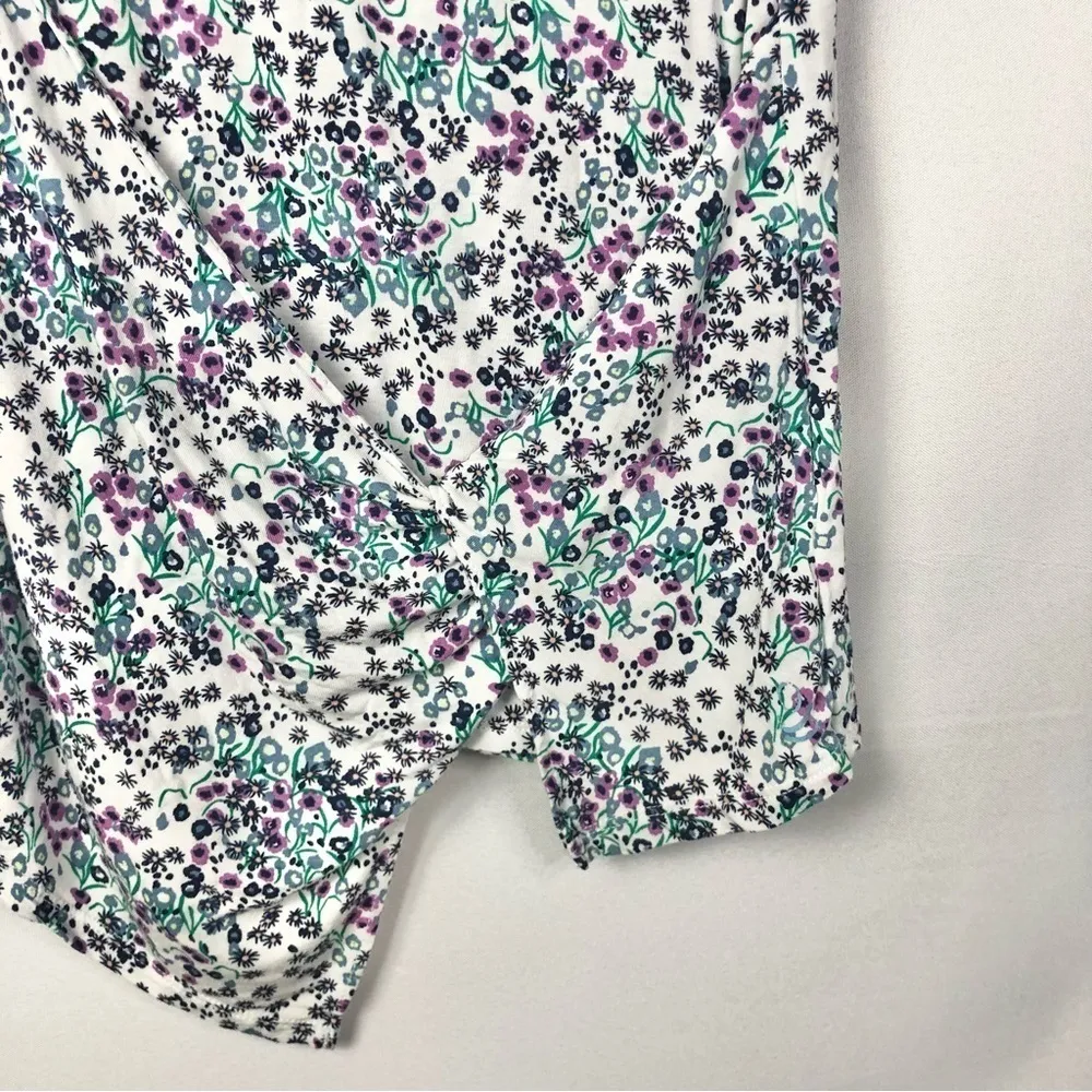 Cuddl Duds White Purple Ditsy Floral Short Sleeve T-Shirt S - Image 5