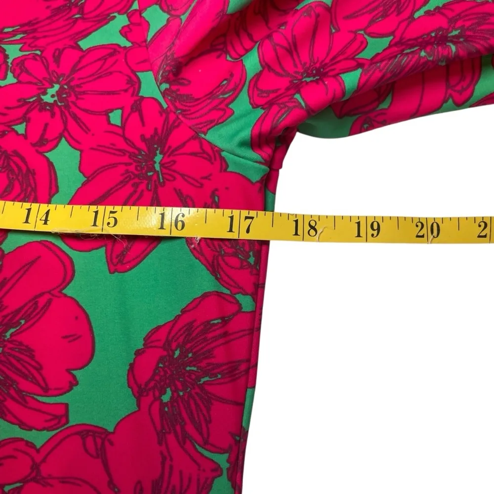 Aryeh Scoop Neck Pink Green Mini Dress Small Tropical Floral Island Party EUC - Image 12