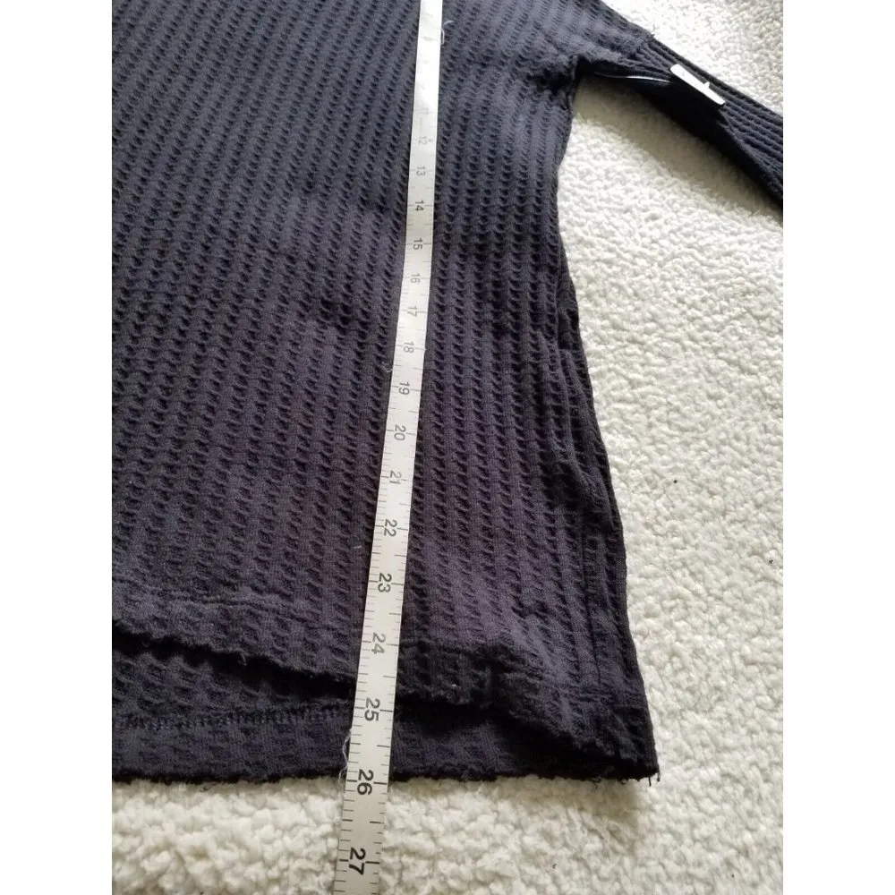 Free People Juicy Long Sleeve Black Waffle Knit Cowl Neck Size XS - Image 8