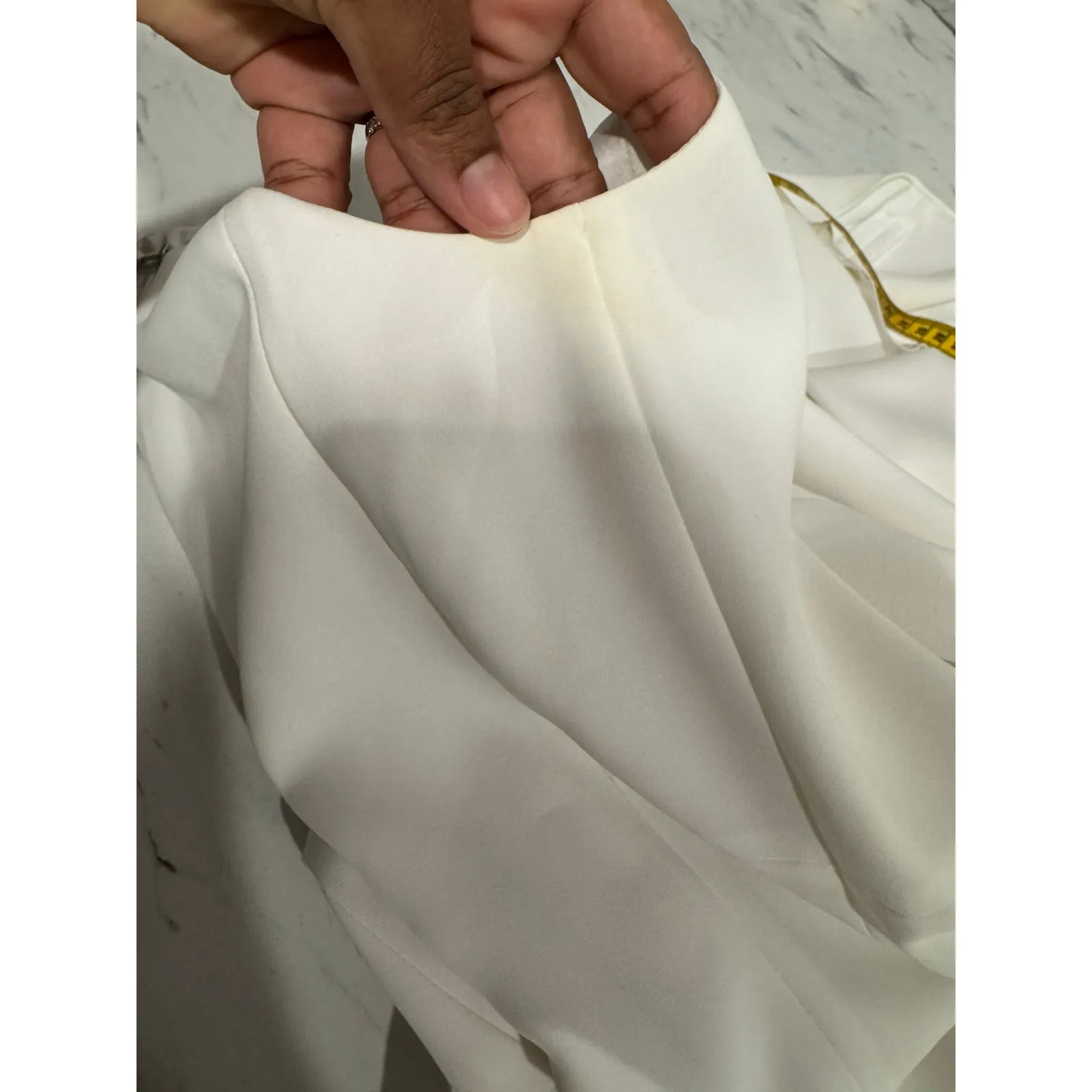 Elie Tahari White Sleeveless Fit Flare Dress Lace Trim 6 Cocktail Bride Wedding - Image 3