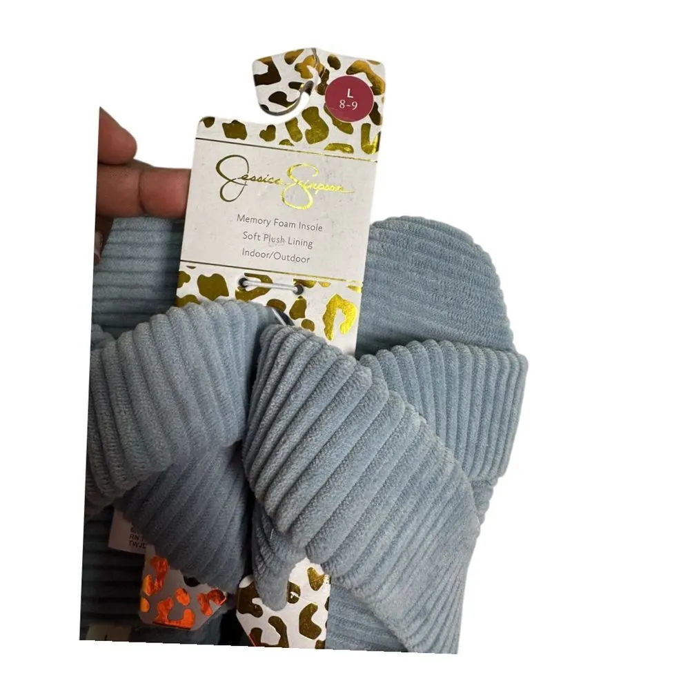 Jessica Simpson Cozy Memory Foam Slippers Plush Lining Indoor Outdoor Gray L 8-9 - Image 3