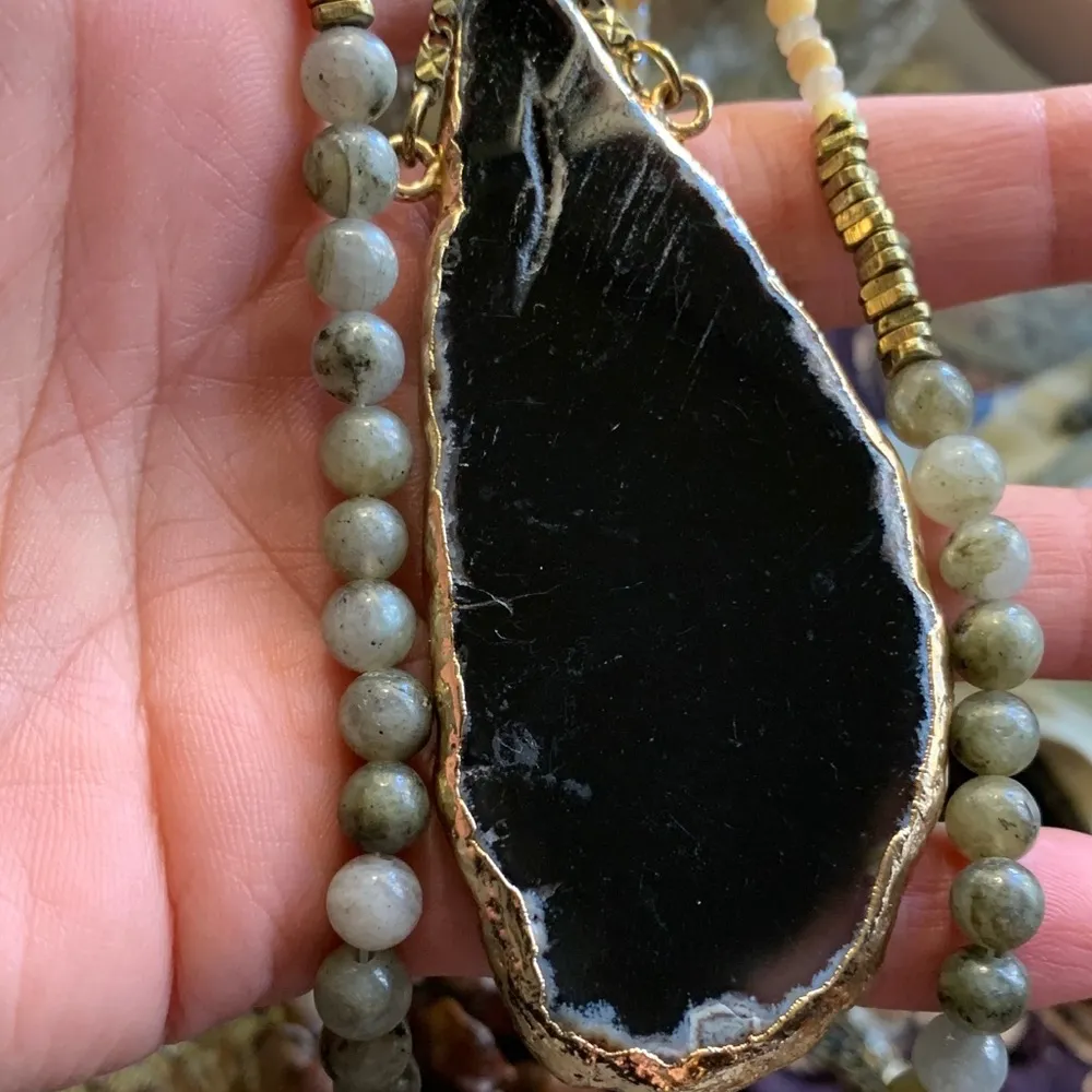 Beautiful Double chain real natural stone Necklace Green - Image 6