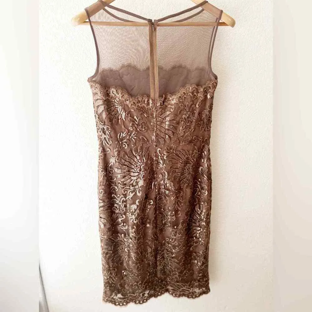 Tadashi Shoji Bronze Sleeveless Sequin Cocktail Dress Size 4 - Image 6