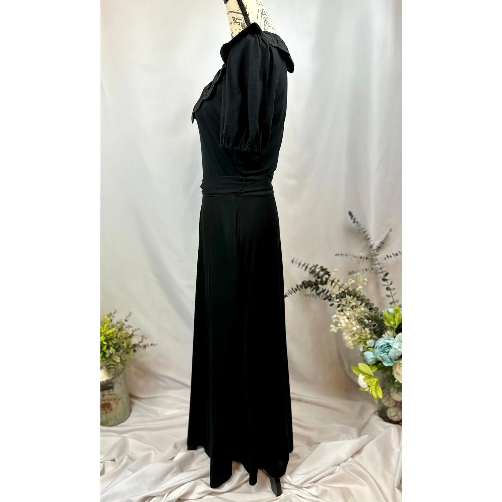Boden Lace Detail Tie Waist Maxi Dress Black size 6 - Image 13