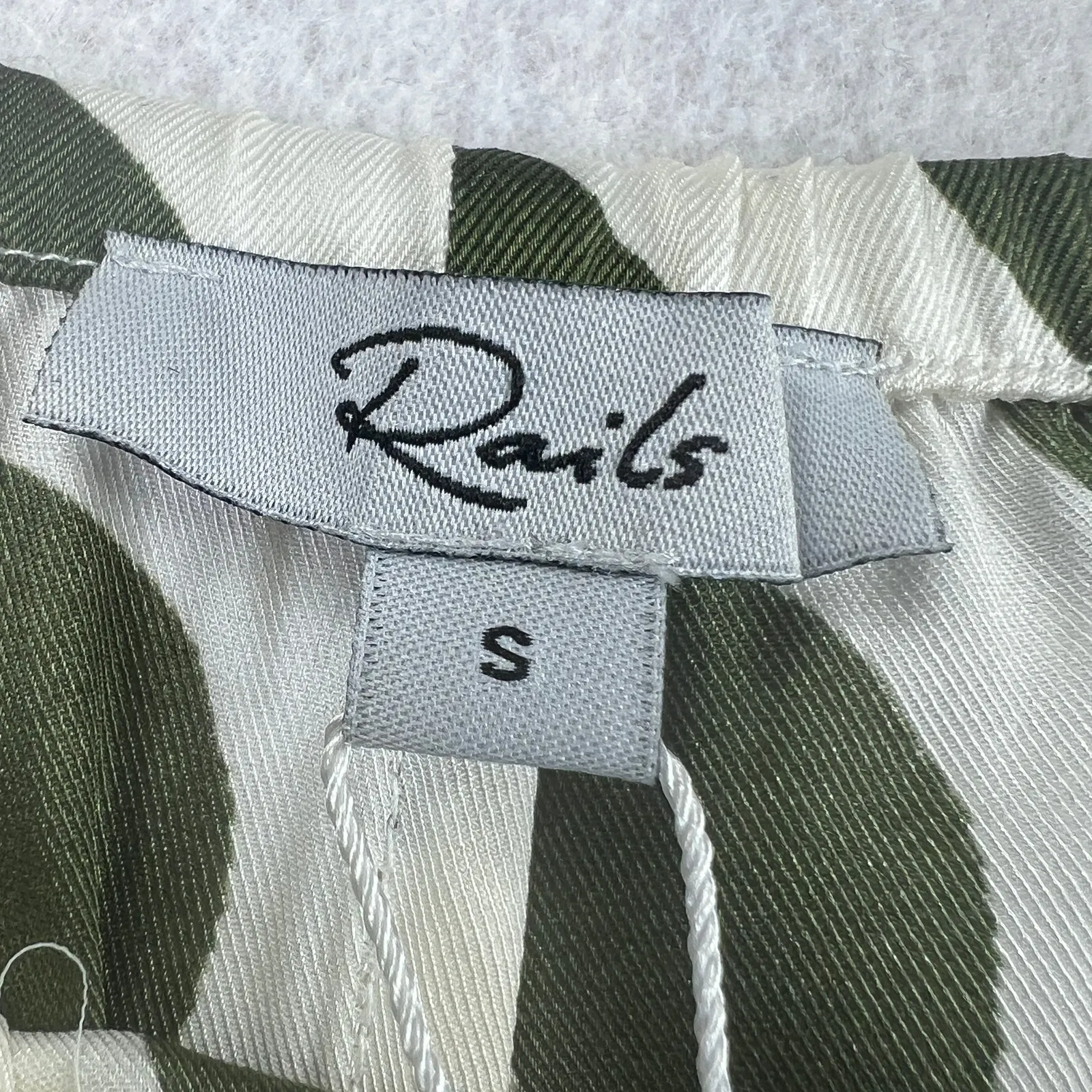 Rails Damani Noto Wide Leg Pants Green White Satin Geo Print Classy Dressy Sz S - Image 8