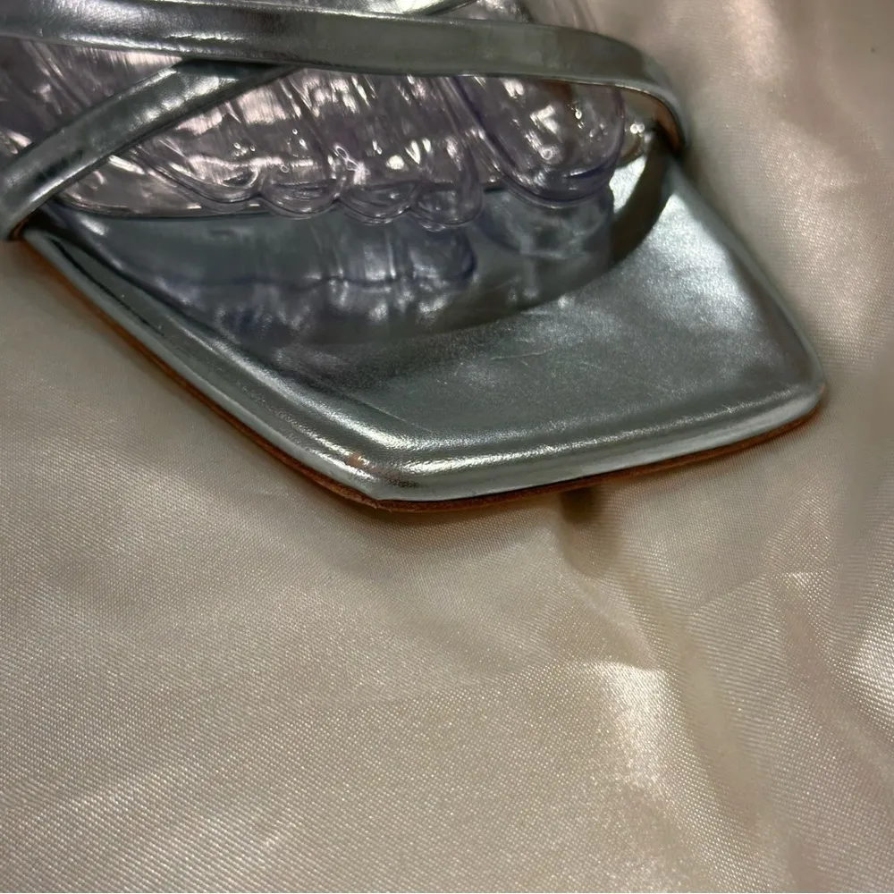 Badgley Mischka Callie Beaded Heel Sandal Bubble Heel Open Toe Metallic Size 9 - Image 13