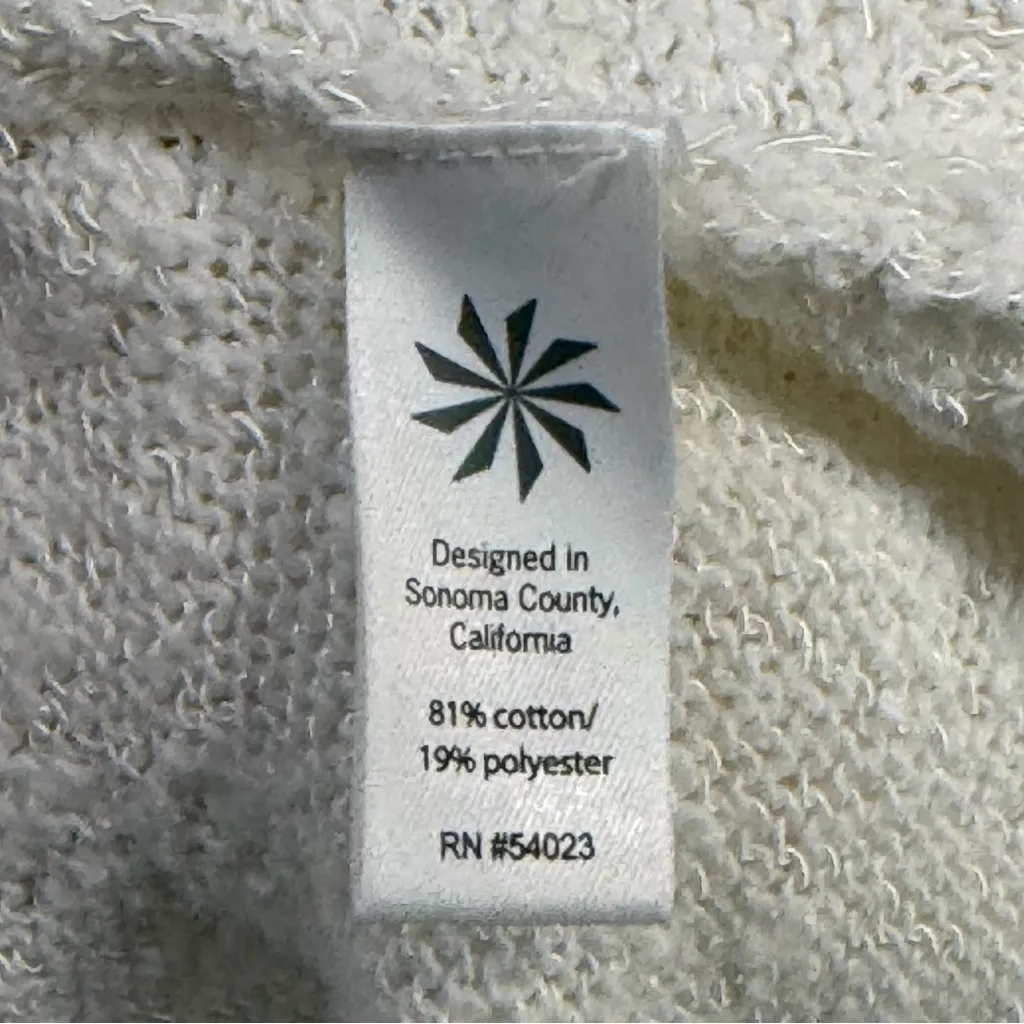 Athleta Weekend Wrap Cardigan Sweater Womens L Off White Pocket Relaxed Slubby - Image 11