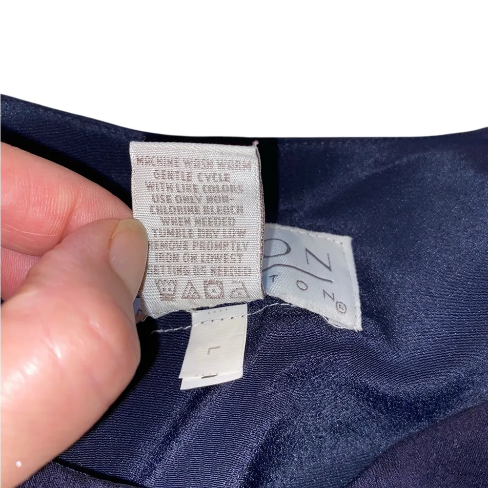 vintage y2k 90s Norton McNaughton navy Blue Chiffon overlay tie back Maxi dress - Image 3