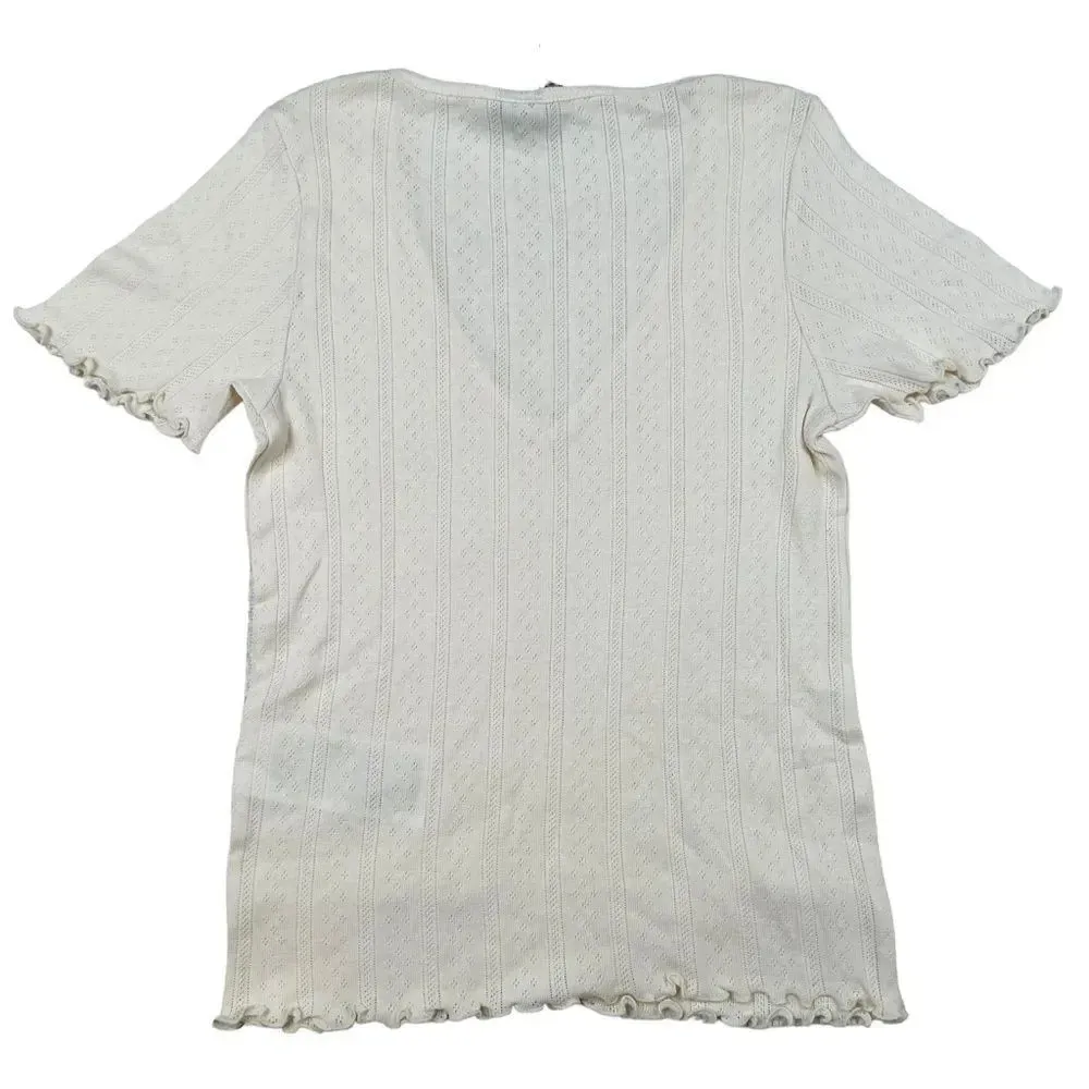 Vero Moda Short Sleeve V Neck Babydoll Style Top Birch Cream NEW Size XS - Image 6