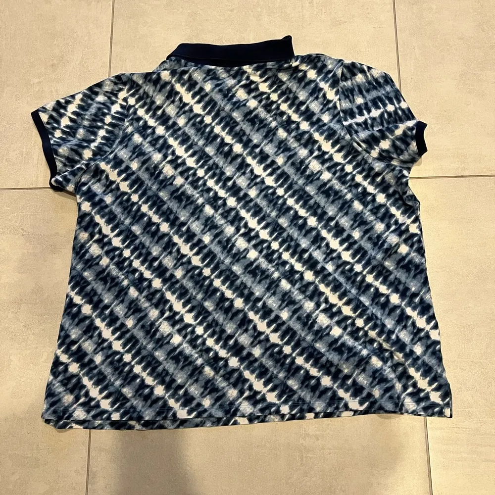 Navy and White Patterned Polo Shirt Blue Size 3X - Image 2