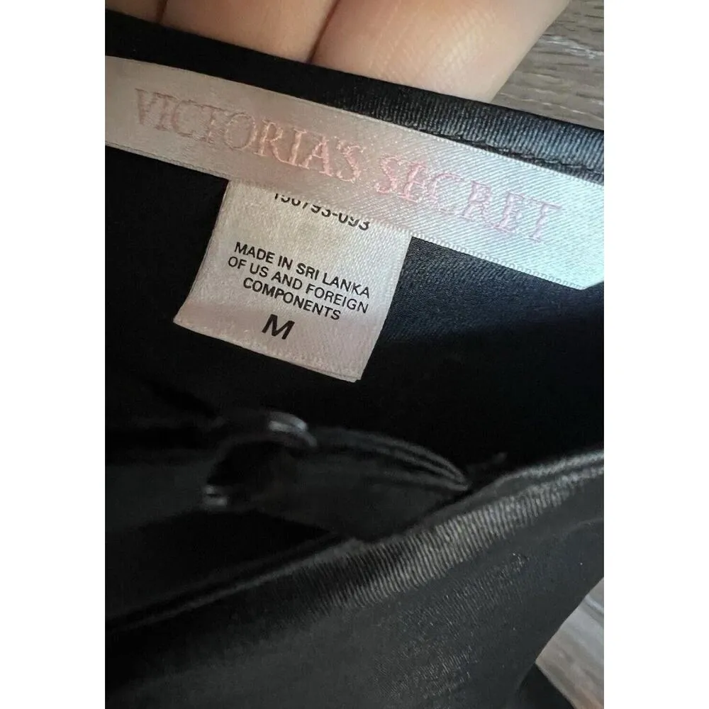 Victoria Secret Satin Slip Dress Lingerie Medium Black Grunge Goth Sexy Nightie - Image 3