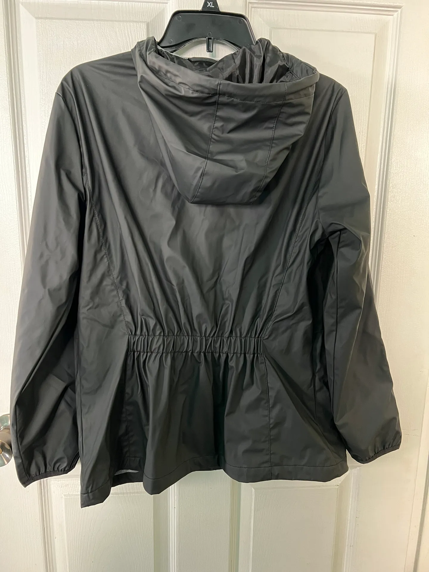 black rain slicker jacket zip up hoodie sweater coat windbreaker - Image 5