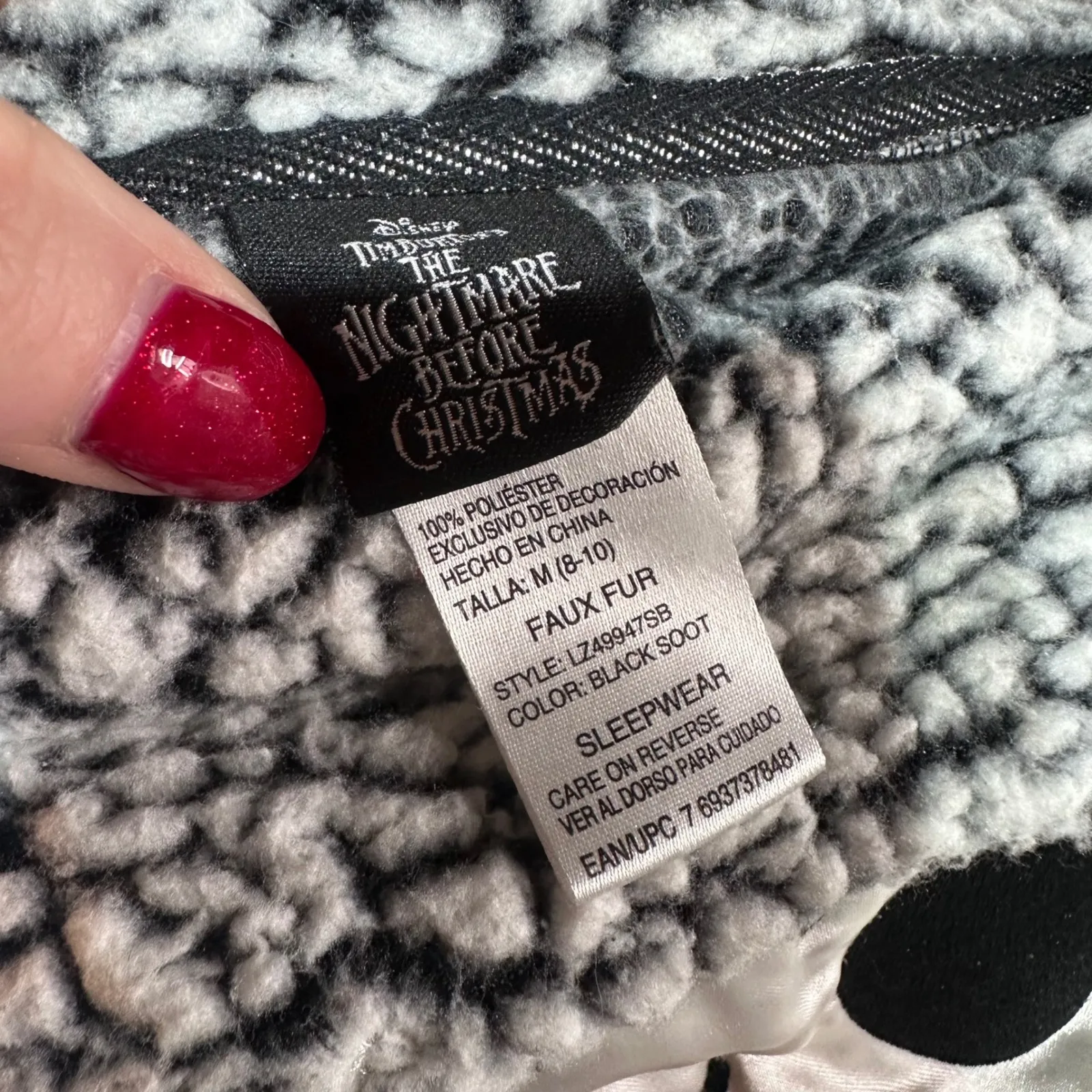 Disney The Nightmare Before Christmas Jack Skellington Sherpa Fleece Sweater  M - Image 2