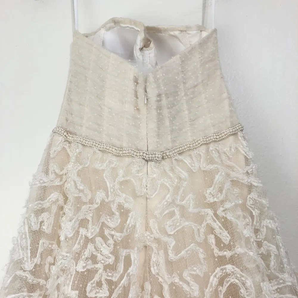 Watters Caerwyn Silk Lace & Dotted Tulle Strapless Gown Size 10 - Image 7