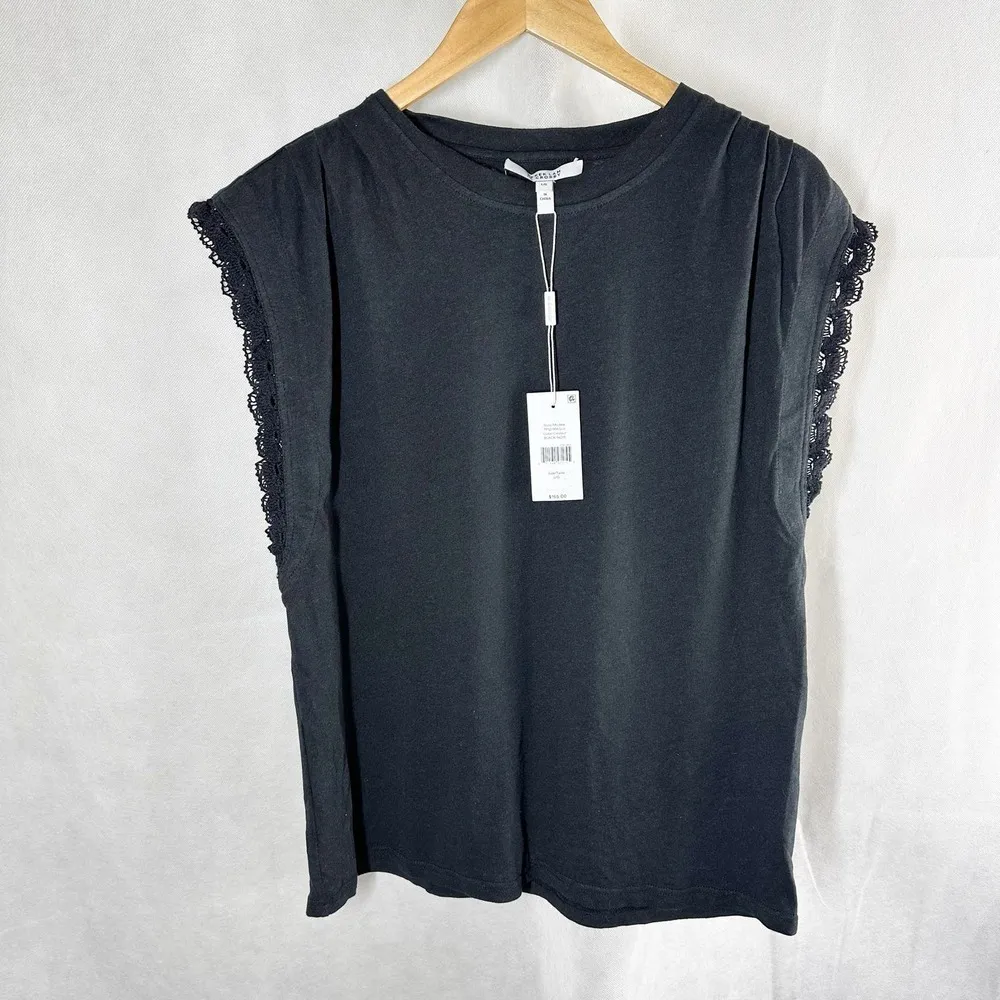 DEREK LAM 10 CROSBY Sayles Lace-Trimmed Muscle Tank Size Large Black - Image 2