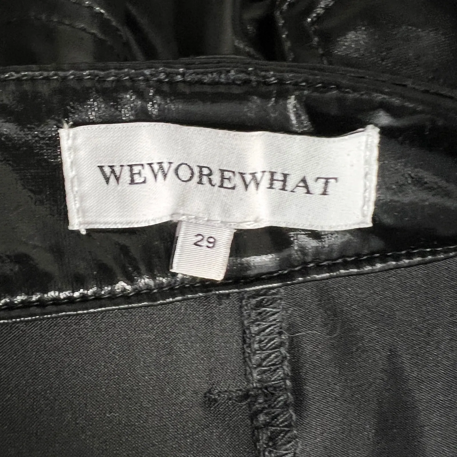 WeWoreWhat Black Faux Leather Pants Size 29 High Rise Wide Leg Shiny - Image 5