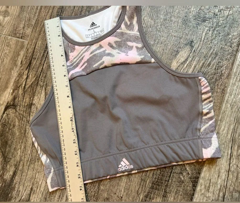 Adidas Primegreen Aeroready Womens LARGE Sports Bra GREY/PINK GYM SPORTY #96 - Image 6