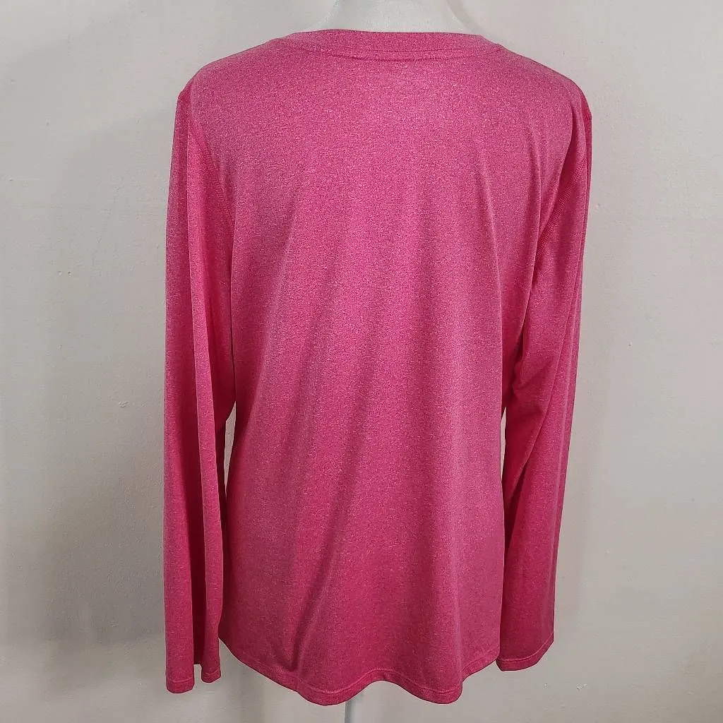 Hanes Sport Pink Long Sleeve Athletic Tee Size XL Hot Pink Performance Shirt - Image 5