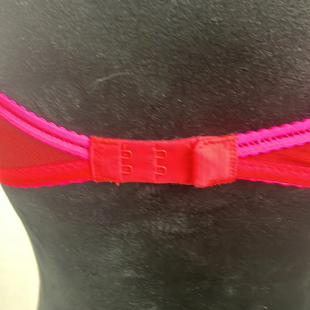 H&M red and hot pink mesh and floral print bra woman’s size 34 A - Image 6