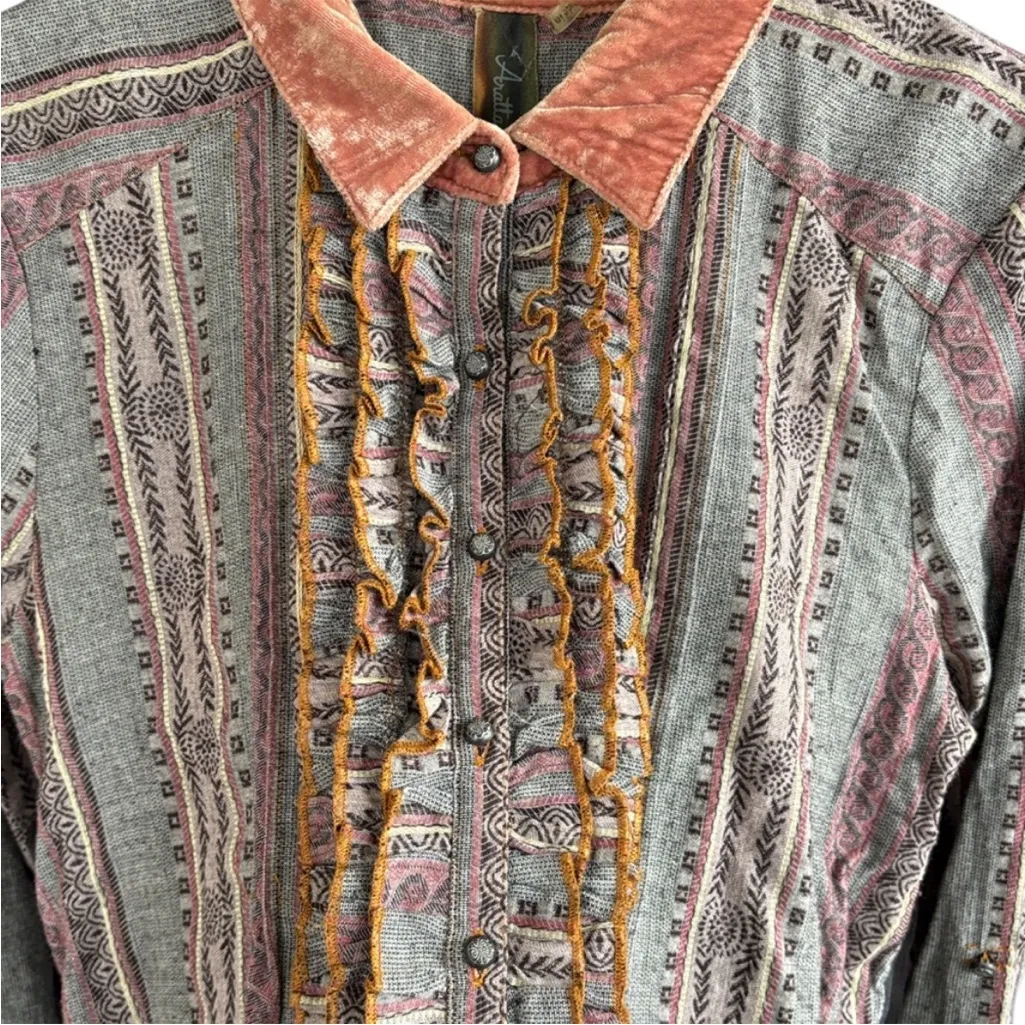 EUC Anthropologie Aratta silent
Journey Mixed Fabric Shirt Dress Size Large - Image 6