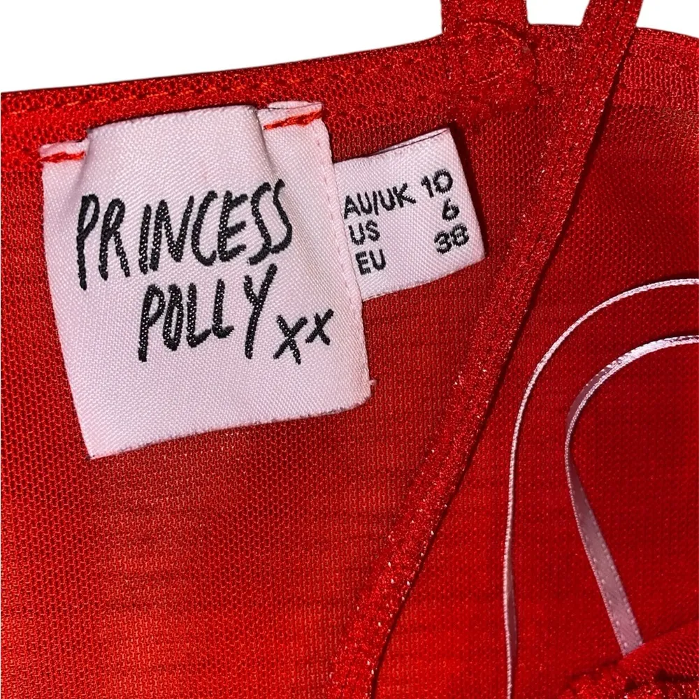 princess polly red sparkly tank top bodysuit with mesh cutouts - Image 7