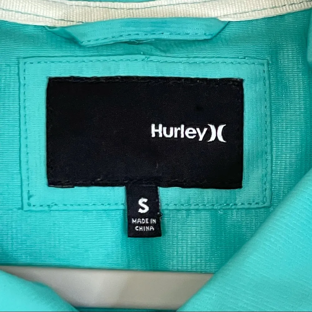 Hurley  Double Breasted Rain Jacket Windbreaker Teal/Aqua Size Small - Image 2