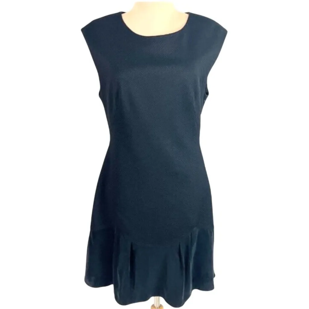 Rebecca Taylor Stacy Sheath Little Black Dress 10 Pique' Flounce Hem Minimalist - Image 2