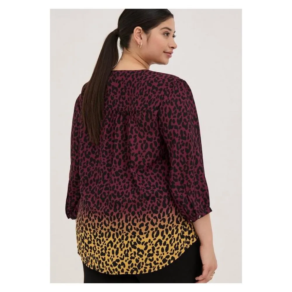 Torrid Leopard Ombre Georgette Bow Tie Blouse Sz.1 NWT - Image 3