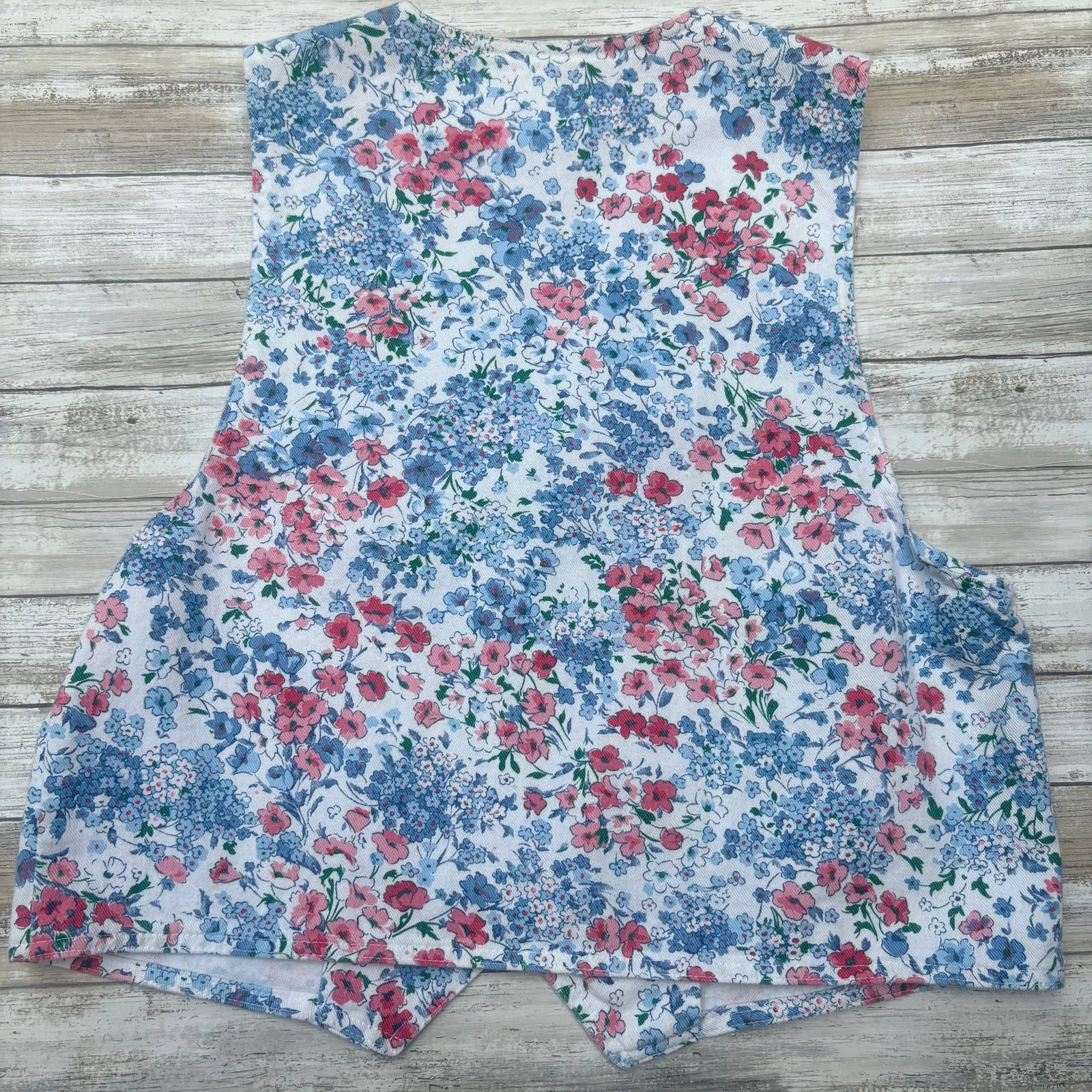 VTG Floral Denim Jean Vest Sz L Vivaldi Country Western Grandmacore Coquette Blue Size L - Image 2