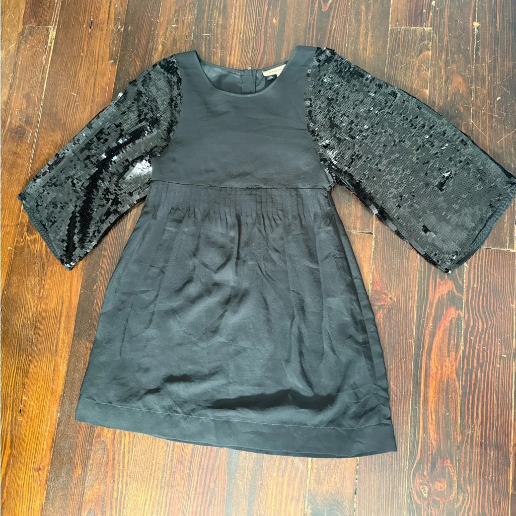 See By Chloe  Black Dress with Sequin Sleeves - Image 5