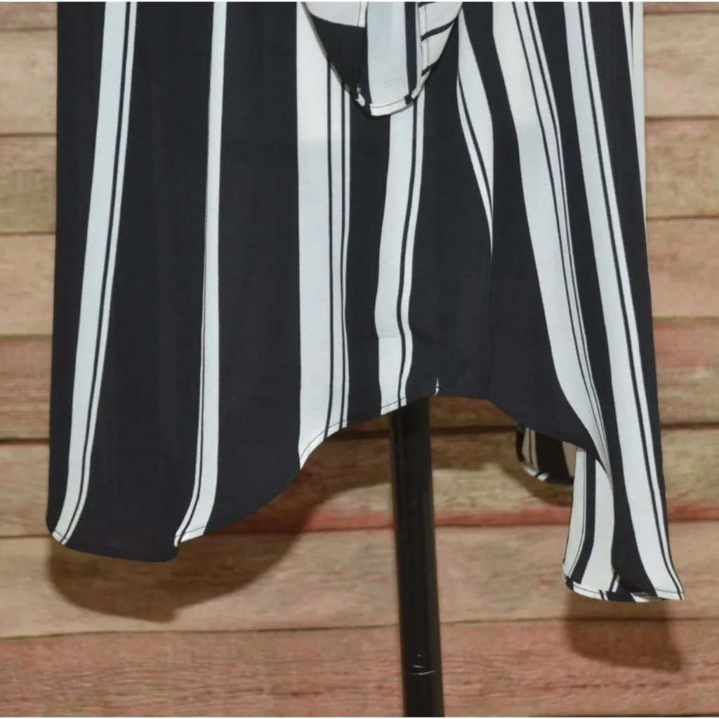 Worthington Black White Stripe V-Neck 3/4 Sleeve Chiffon Blouse Top Plus Size 2X - Image 6