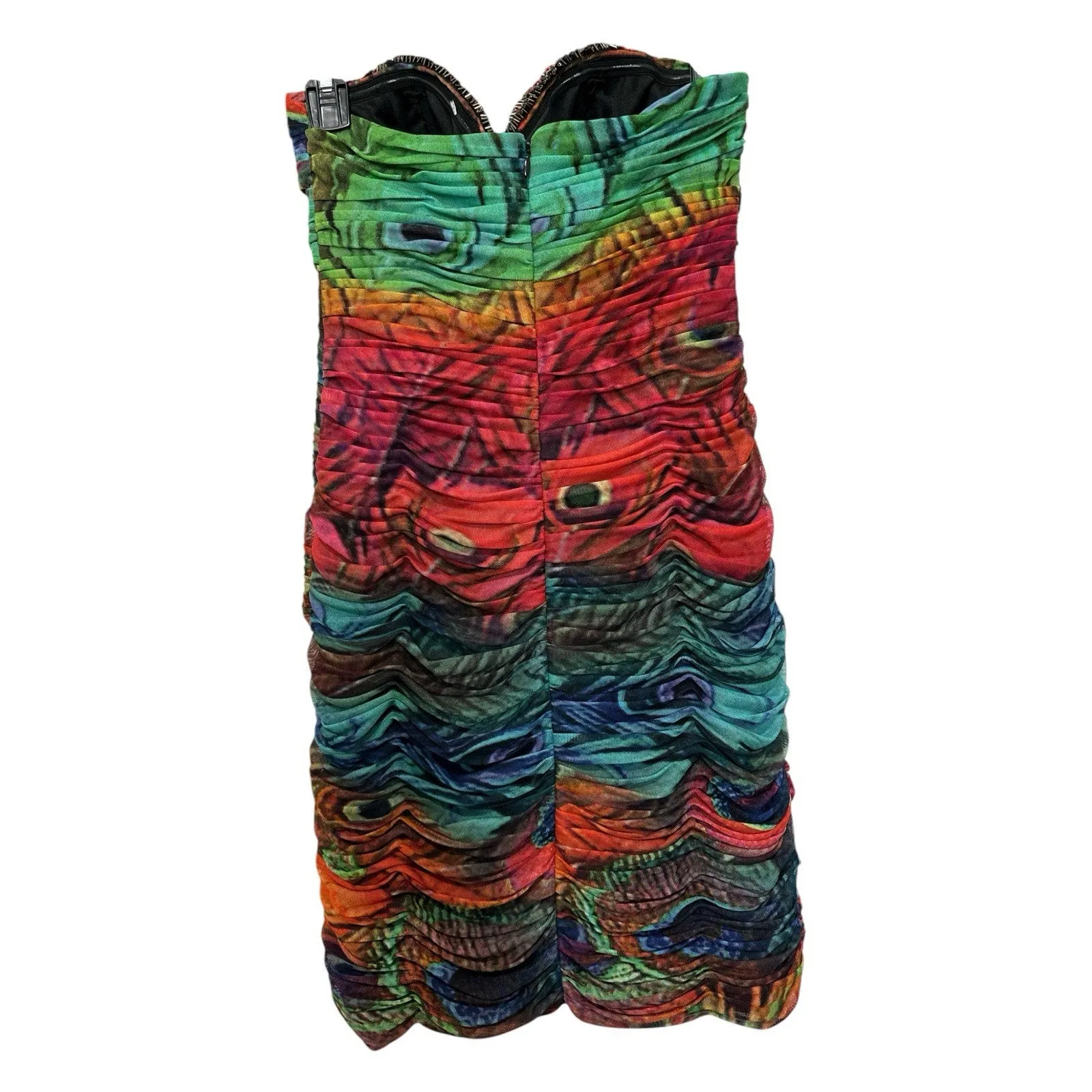 Alberto Makali strapless, ruched, multicolored mini dress, Size 4 - Image 5