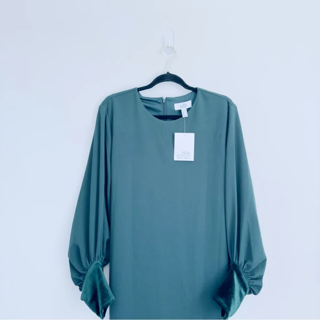 Belle Badgley Mischka Green Size 14 Holly Hunter Event Party‎ Dress Velvet Cuff… - Image 4