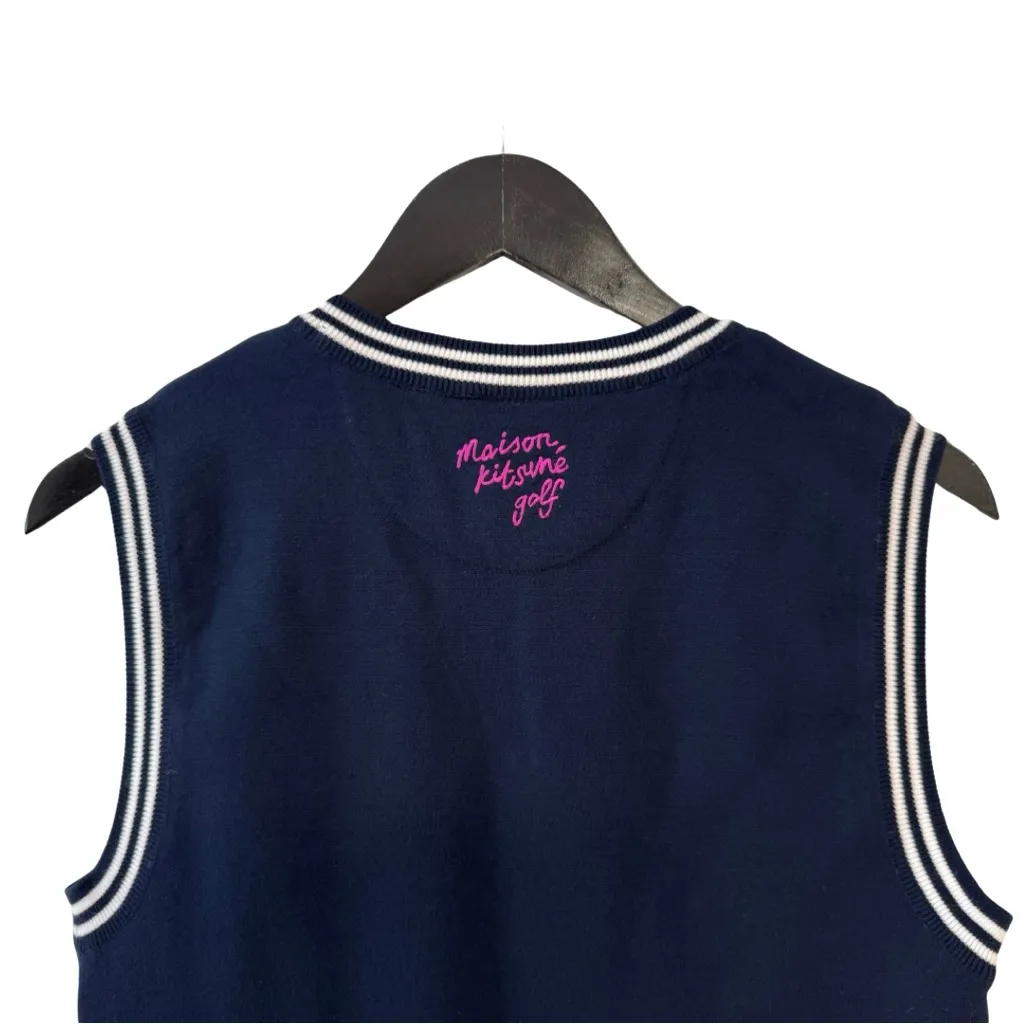 Maison‎ Kitsune Golf XS Fox Argyle Jacquard Knit V - Image 5