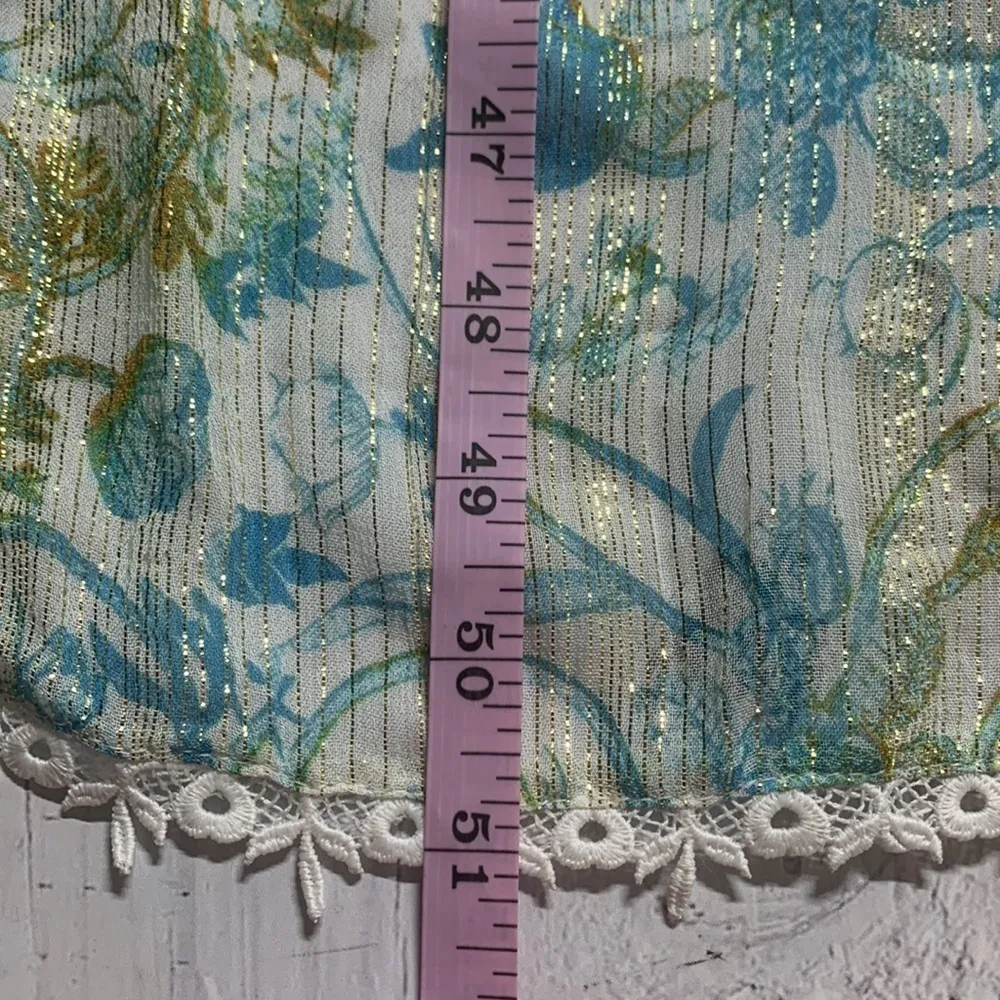 Rococo Sand Elan Metallic Puff Sleeve Midi Dress Size Medium - Image 11