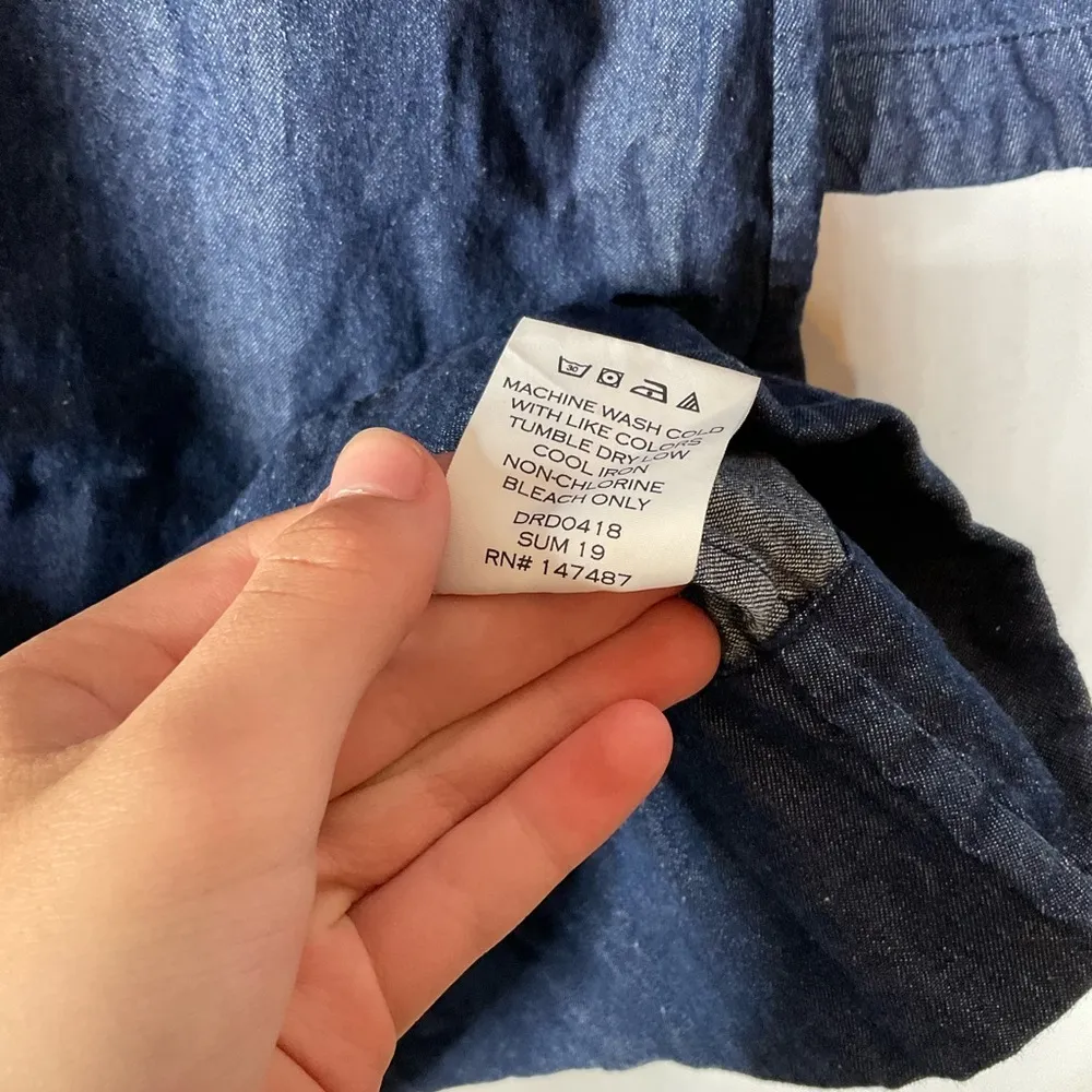 Draper James Chambray Ruffle Shift Dress Size 4 - Image 6