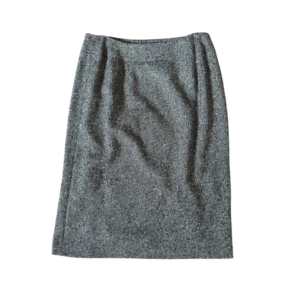 Vintage Talbots Womens Wool Blend Midi Skirt Size 12 Black White Preppy Office - Image 2